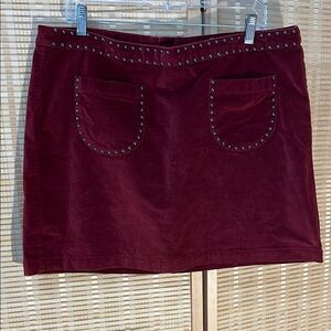 Mossimo Supply Co Burgundy  Studded Velour Cotton Mini Skirt